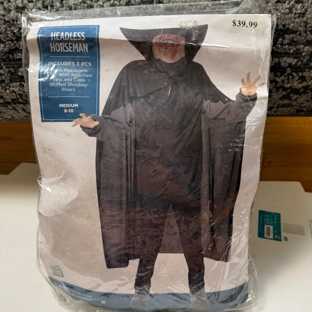 Headless Horseman Costume Kids Medium 8-10 Sleepy Hollow Spooky Halloween